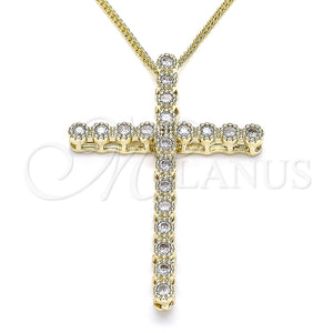 Collares con Dije 04.284.0025.18 Oro Laminado, Diseño de Cruz, con Blanca Zirconia Cubica, Pulido, Tono Dorado (01 MM Thickness, 18 Inches Length)