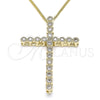 Collares con Dije 04.284.0025.18 Oro Laminado, Diseño de Cruz, con Blanca Zirconia Cubica, Pulido, Tono Dorado (01 MM Thickness, 18 Inches Length)
