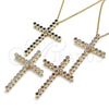 Collares con Dije 04.284.0025.18 Oro Laminado, Diseño de Cruz, con Blanca Zirconia Cubica, Pulido, Tono Dorado (01 MM Thickness, 18 Inches Length)