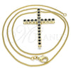 Collares con Dije 04.284.0025.2.20 Oro Laminado, Diseño de Cruz, con Zirconia Cubica Negro, Pulido, Tono Dorado (Grosor 01 MM, 20 Pulgadas de Largo)