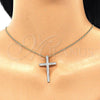 Collares con Dije 04.284.0026.18 Oro Laminado, Diseño de Cruz, con Blanca Zirconia Cubica, Pulido, Tono Dorado (01 MM Thickness, 18 Inches Length)