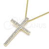 Collares con Dije 04.284.0026.18 Oro Laminado, Diseño de Cruz, con Blanca Zirconia Cubica, Pulido, Tono Dorado (01 MM Thickness, 18 Inches Length)