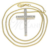 Collares con Dije 04.284.0026.18 Oro Laminado, Diseño de Cruz, con Blanca Zirconia Cubica, Pulido, Tono Dorado (01 MM Thickness, 18 Inches Length)