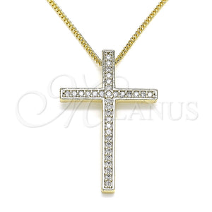 Collares con Dije 04.284.0026.18 Oro Laminado, Diseño de Cruz, con Blanca Zirconia Cubica, Pulido, Tono Dorado (01 MM Thickness, 18 Inches Length)