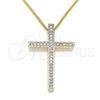 Collares con Dije 04.284.0026.18 Oro Laminado, Diseño de Cruz, con Blanca Zirconia Cubica, Pulido, Tono Dorado (01 MM Thickness, 18 Inches Length)