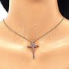 Collares con Dije 04.284.0026.1.20 Oro Laminado, Diseño de Cruz, con Granate Zirconia Cubica, Pulido, Tono Dorado (01 MM Thickness, 20 Inches Length)