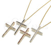 Collares con Dije 04.284.0026.3.20 Oro Laminado, Diseño de Cruz, con Multicolor Zirconia Cubica, Pulido, Tono Dorado (01 MM Thickness, 20 Inches Length)