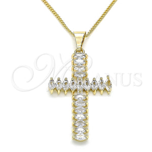 Collares con Dije 04.284.0028.18 Oro Laminado, Diseño de Cruz, con Blanca Zirconia Cubica, Pulido, Tono Dorado (01 MM Thickness, 18 Inches Length)