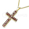 Collares con Dije 04.284.0028.1.20 Oro Laminado, Diseño de Cruz, con Granate Zirconia Cubica, Pulido, Tono Dorado (01 MM Thickness, 20 Inches Length)