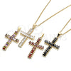 Collares con Dije 04.284.0028.1.20 Oro Laminado, Diseño de Cruz, con Granate Zirconia Cubica, Pulido, Tono Dorado (01 MM Thickness, 20 Inches Length)