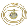 Collares con Dije 04.341.0058.20 Oro Laminado, Diseño de Caridad del Cobre, con Multicolor Micro Pave, Pulido, Tono Dorado (01 MM Thickness, 20 Inches Length)
