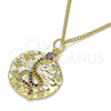 Collares con Dije 04.341.0063.20 Oro Laminado, Diseño de Serpiente y Estrella, con Micro Pave Multicolor, Pulido, Tono Dorado (Grosor 02 MM, 20 Pulgadas de Largo)