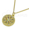 Collares con Dije 04.341.0064.20 Oro Laminado, Diseño de Ojo Griego, con Multicolor Micro Pave, Pulido, Tono Dorado (02 MM Thickness, 20 Inches Length)