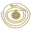 Collares con Dije 04.341.0064.20 Oro Laminado, Diseño de Ojo Griego, con Multicolor Micro Pave, Pulido, Tono Dorado (02 MM Thickness, 20 Inches Length)