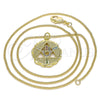 Collares con Dije 04.341.0065.20 Oro Laminado, Diseño de Judaica y Mano de Dios, con Micro Pave Multicolor, Pulido, Tono Dorado (Grosor 02 MM, 20 Pulgadas de Largo)