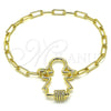 Pulsera Elegante 03.341.0074.07 Oro Laminado, Diseño de Niñita Pequeña, con Blanca Micro Pave, Pulido, Tono Dorado (04 MM Thickness, 7 Inches Length)