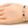 Pulsera Elegante 03.213.0093.08 Oro Laminado, Diseño de Elefante, con Granate and Negro Cristal, Pulido, Tono Dorado (07 MM Thickness, 8 Inches Length)