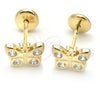 Arete Dormilona 02.09.0190 Oro Laminado, Diseño de Mariposa, con Zirconia Cubica Blanca, Pulido, Tono Dorado