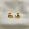 Arete Dormilona 02.09.0200.1 Oro Laminado, Diseño de Elefante, con Rosado Zirconia Cubica, Pulido, Tono Dorado