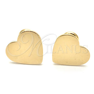 Arete Dormilona 02.09.0202 Oro Laminado, Diseño de Corazón, Pulido, Tono Dorado