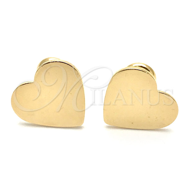 Arete Dormilona 02.09.0202 Oro Laminado, Diseño de Corazón, Pulido, Tono Dorado