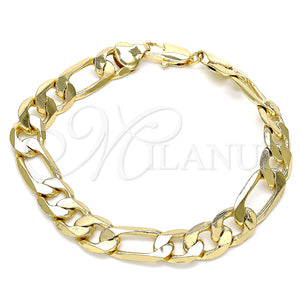 Pulsera Básica 03.213.0095.08 Oro Laminado, Diseño de Figaro, Pulido, Tono Dorado (09 MM Thickness, 8 Inches Length)