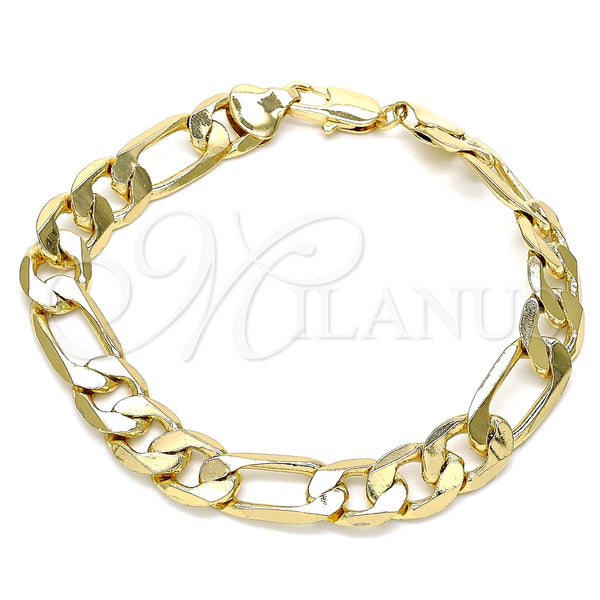 Pulsera Básica 03.213.0095.08 Oro Laminado, Diseño de Figaro, Pulido, Tono Dorado (09 MM Thickness, 8 Inches Length)