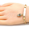 Pulsera con Placa 03.63.2173.06 Oro Laminado, Diseño de Con Nombre y Búho, con Blanca and Negro Micro Pave, Pulido, Tono Dorado (05 MM Thickness, 6 Inches Length)