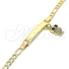 Pulsera con Placa 03.63.2173.06 Oro Laminado, Diseño de Con Nombre y Búho, con Blanca and Negro Micro Pave, Pulido, Tono Dorado (05 MM Thickness, 6 Inches Length)