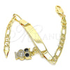 Pulsera con Placa 03.63.2173.06 Oro Laminado, Diseño de Con Nombre y Búho, con Blanca and Negro Micro Pave, Pulido, Tono Dorado (05 MM Thickness, 6 Inches Length)