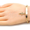 Pulsera con Placa 03.63.2176.1.06 Oro Laminado, Diseño de Con Nombre y Cruz, con Multicolor Micro Pave, Pulido, Tono Dorado (05 MM Thickness, 6 Inches Length)