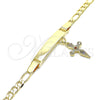 Pulsera con Placa 03.63.2176.1.06 Oro Laminado, Diseño de Con Nombre y Cruz, con Multicolor Micro Pave, Pulido, Tono Dorado (05 MM Thickness, 6 Inches Length)