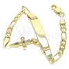 Pulsera con Placa 03.63.2176.1.06 Oro Laminado, Diseño de Con Nombre y Cruz, con Multicolor Micro Pave, Pulido, Tono Dorado (05 MM Thickness, 6 Inches Length)
