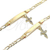 Pulsera con Placa 03.63.2176.1.06 Oro Laminado, Diseño de Con Nombre y Cruz, con Multicolor Micro Pave, Pulido, Tono Dorado (05 MM Thickness, 6 Inches Length)