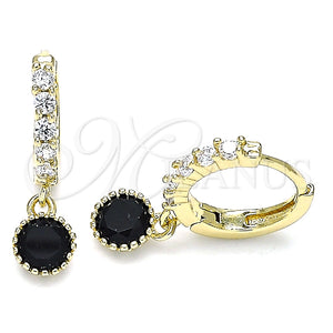 Argolla Huggie 02.213.0044.6 Oro Laminado, con Negro and Blanca Zirconia Cubica, Pulido, Tono Dorado