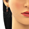 Argolla Huggie 02.213.0044.7 Oro Laminado, con Granate and Blanca Zirconia Cubica, Pulido, Tono Dorado