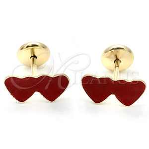 Arete Dormilona 02.09.0208 Oro Laminado, Diseño de Corazón, Pulido, Tono Dorado
