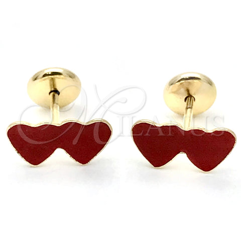 Arete Dormilona 02.09.0208 Oro Laminado, Diseño de Corazón, Pulido, Tono Dorado