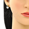 Juego de Arete y Dije de Adulto 10.379.0002 Oro Laminado, Diseño de Búho, con Negro and Blanca Cristal, Pulido, Tono Dorado