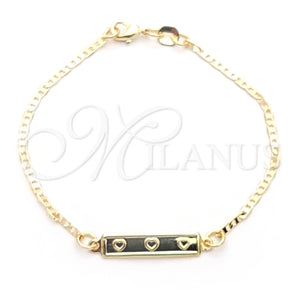 Pulsera con Placa 03.32.0256.06 Oro Laminado, Diseño de Corazón y Mariner, Pulido, Tono Dorado