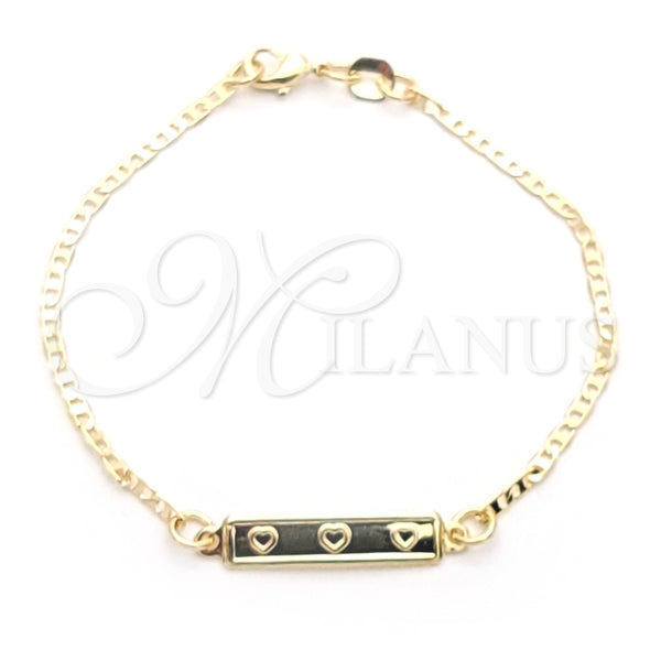 Pulsera con Placa 03.32.0256.06 Oro Laminado, Diseño de Corazón y Mariner, Pulido, Tono Dorado