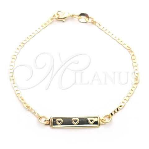 Pulsera con Placa 03.32.0256.06 Oro Laminado, Diseño de Corazón y Mariner, Pulido, Tono Dorado