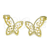 Arete Dormilona 02.379.0003 Oro Laminado, Diseño de Mariposa, con Marfil Perla, Pulido, Tono Dorado