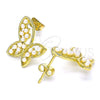 Arete Dormilona 02.379.0003 Oro Laminado, Diseño de Mariposa, con Marfil Perla, Pulido, Tono Dorado