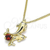 Collares con Dije 04.346.0020.1.20 Oro Laminado, Diseño de Delfín, con Granate Zirconia Cubica, Pulido, Tono Dorado (01 MM Thickness, 20 Inches Length)
