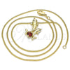 Collares con Dije 04.346.0020.1.20 Oro Laminado, Diseño de Delfín, con Granate Zirconia Cubica, Pulido, Tono Dorado (01 MM Thickness, 20 Inches Length)