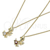 Collares con Dije 04.346.0020.1.20 Oro Laminado, Diseño de Delfín, con Granate Zirconia Cubica, Pulido, Tono Dorado (01 MM Thickness, 20 Inches Length)