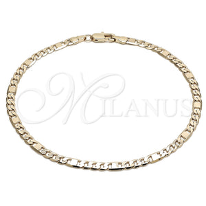 Tobillera Básica 04.319.0004.10 Oro Laminado, Diseño de Figaro, Pulido, Tono Dorado (04 MM Thickness, 10 Inches Length)