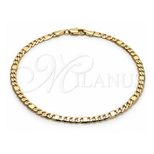 Tobillera Básica 04.319.0004.10 Oro Laminado, Diseño de Figaro, Pulido, Tono Dorado (Grosor 04 MM, 10 Pulgadas de Largo)
