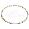Tobillera Básica 04.319.0004.10 Oro Laminado, Diseño de Figaro, Pulido, Tono Dorado (04 MM Thickness, 10 Inches Length)